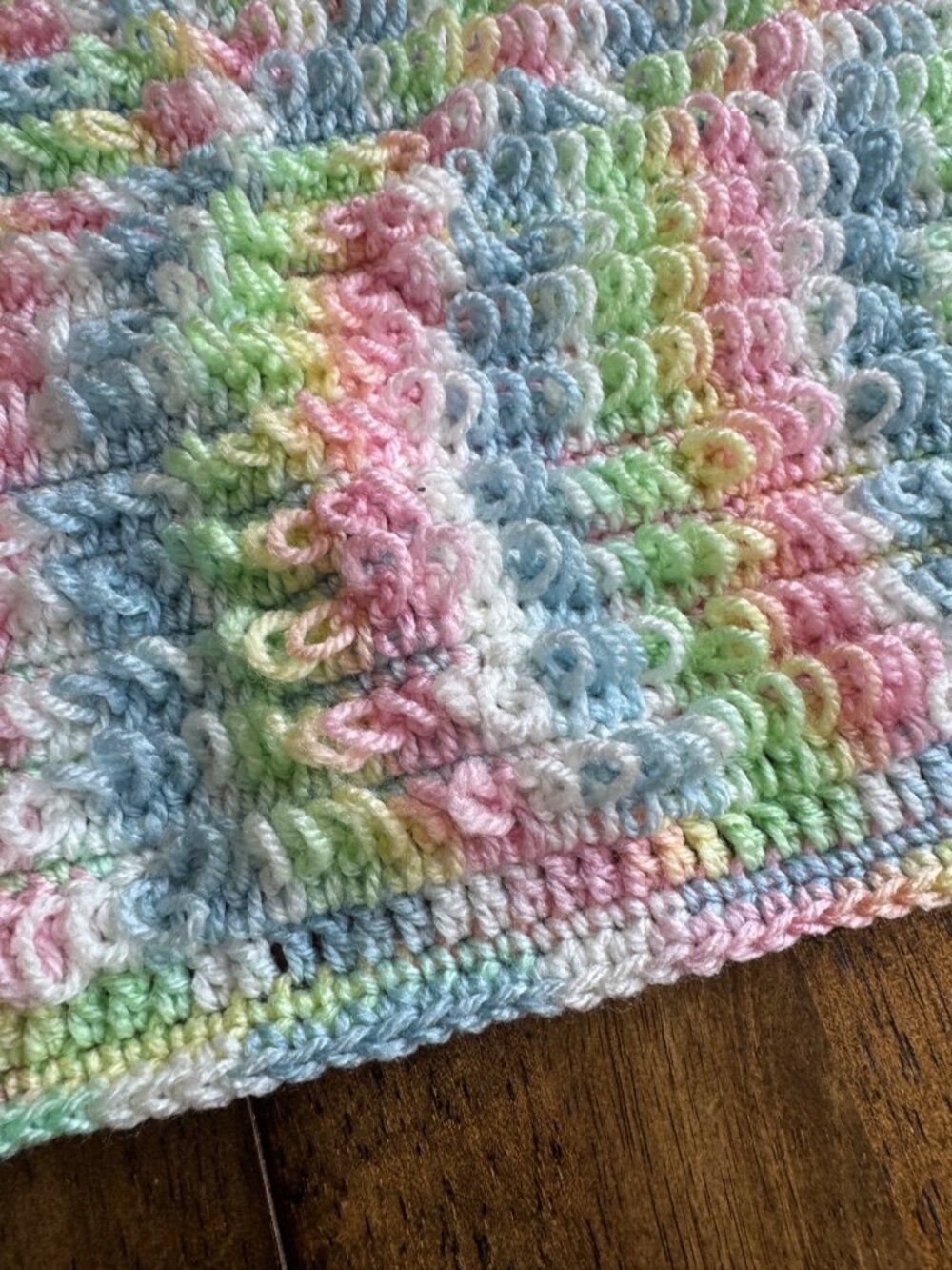 Handmade Crochet Baby Cardigan Sweater & Blanket Set Multicolor Pastel Looped Kn - Picture 7 of 10